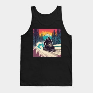 Funny Bigfoot Doing Extreme Bobsleighing Winter Sport Bobsleigh Tank Top